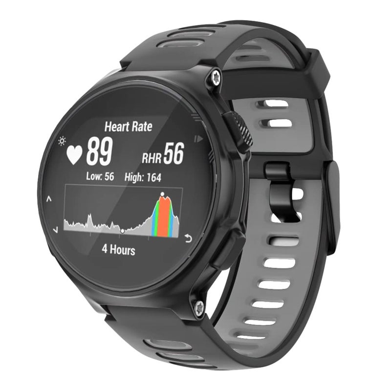 ISABAKE Watch Band for Garmin Forerunner 735XT/230/220/235/620/630,Compatible with Garmin Approach S20/S5/S6,Soft Silicone Replacement Wristbands with Metal Buckle,One Size (Black Buckle) - Image 2